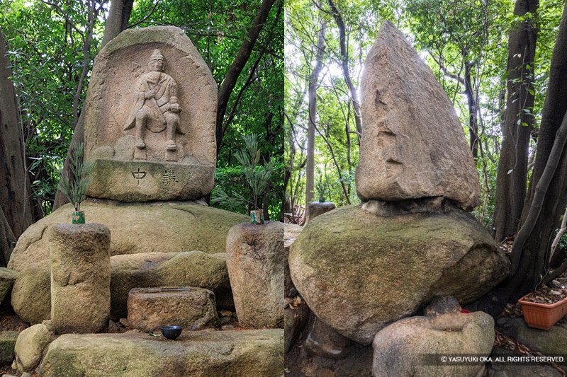 岩園天神社の役小角像に見られる矢穴列痕
