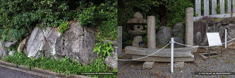 春日神社に残る石と石奉行を務めた足立氏ゆかりの鳥居