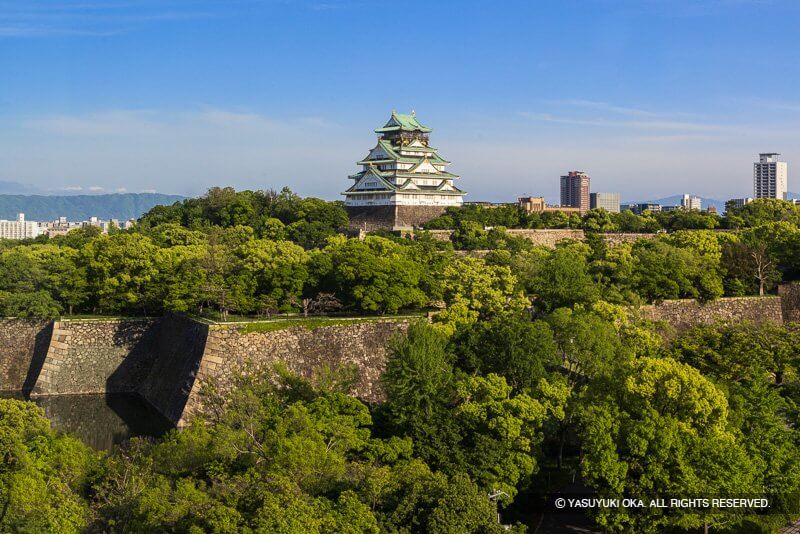 北西から望む大阪城